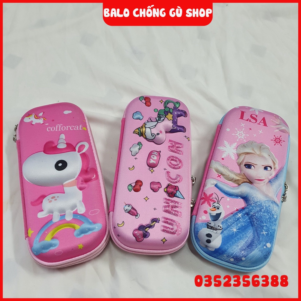 Hộp bút học sinh cho bé trai bé gái in hình nhân vật hoạt hình chống thấm nước