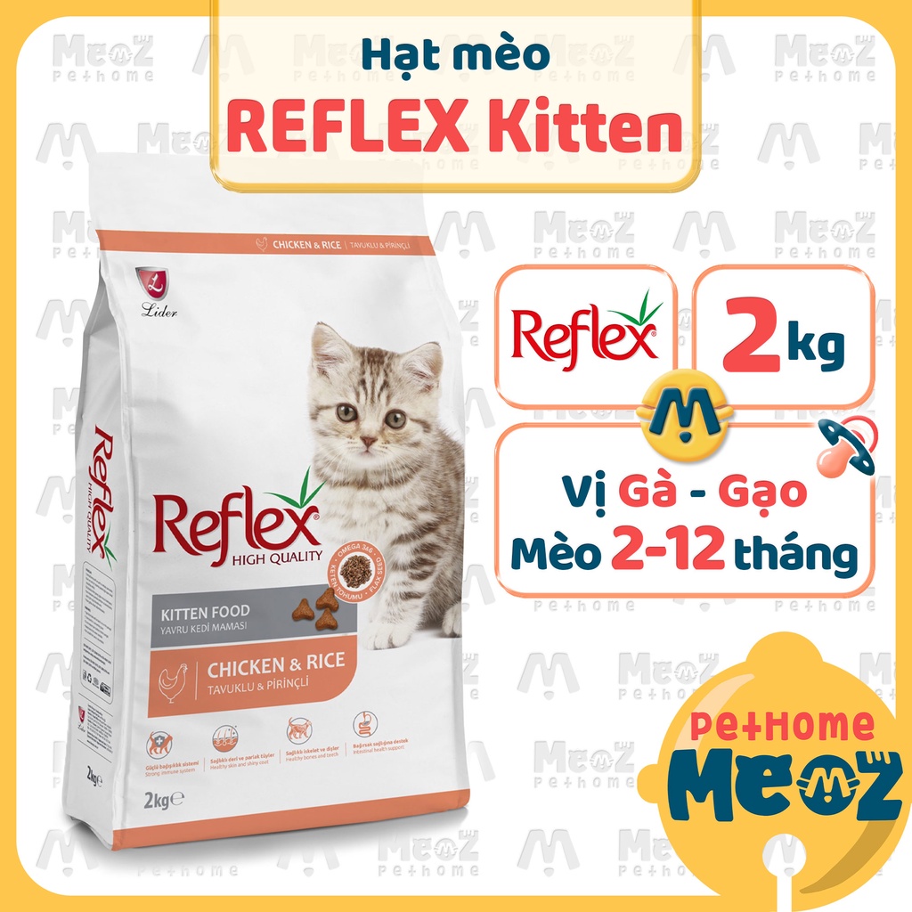 Hạt Reflex Kitten trắng cho mèo - Thức ăn hạt khô cho mèo con Reflex Kitten Chicken & Rice (2Kg)