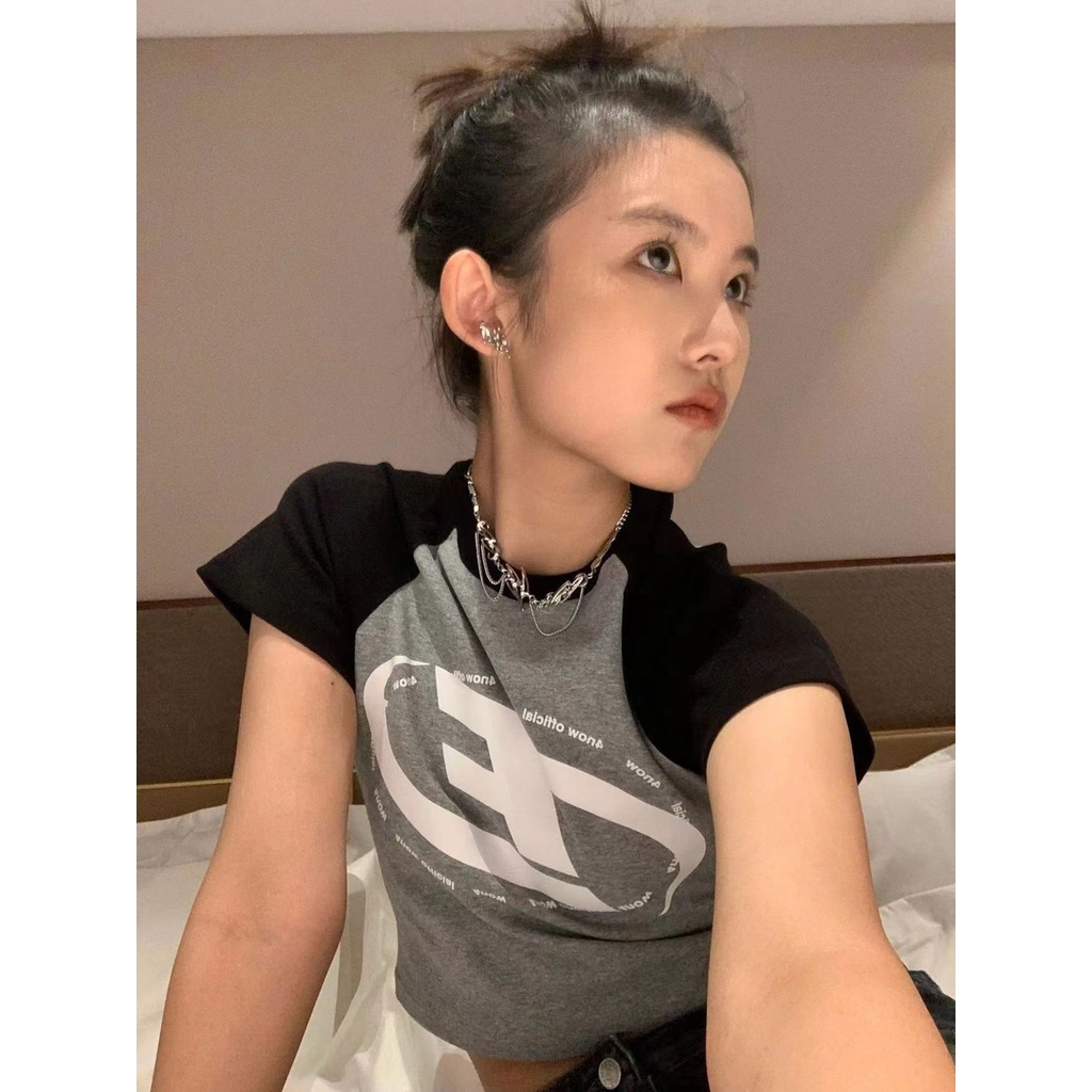 Áo Thun Tay Ngắn 4now 2022SS In LOGO Raglan Phong Cách Âu Mỹ Cho Nữ