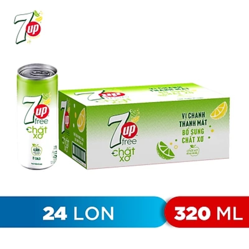 7UP Ít Calo Bổ Sung Chất Xơ (320ml/lon)