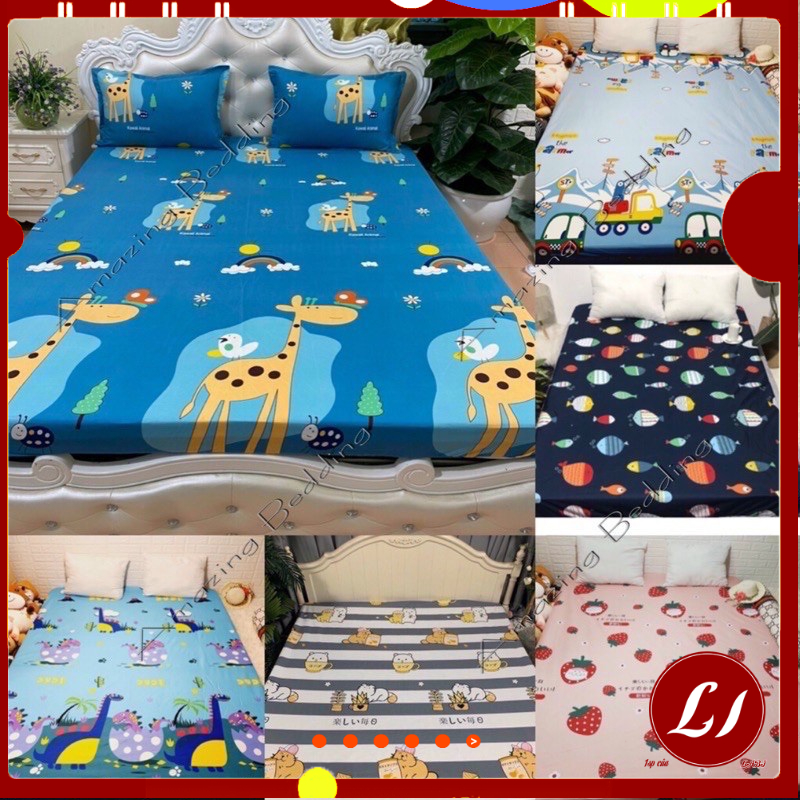 Ga trải giường chống thấm COTTON  họa tiết dễ thương (1.6 &amp;1.8m -  loại 10 phân)