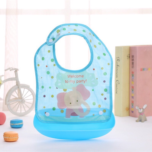 Yếm ăn dặm BLW cao cấp [Chống thấm nước, có máng chứa thức ăn rơi]