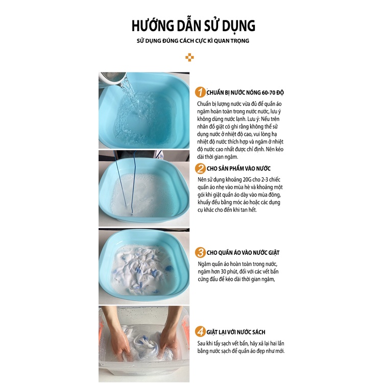 Bột Giặt Vết Ố Vàng Quần áo Xinuo - Hộp 260g