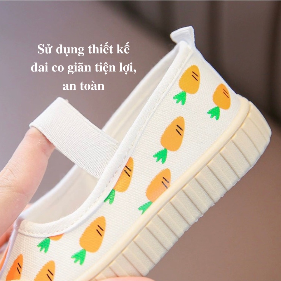 Giày vải cho bé gái canvas họa tiết hoạt hình Bunny store, giày búp bê cho bé đế mềm thoáng khí BN10