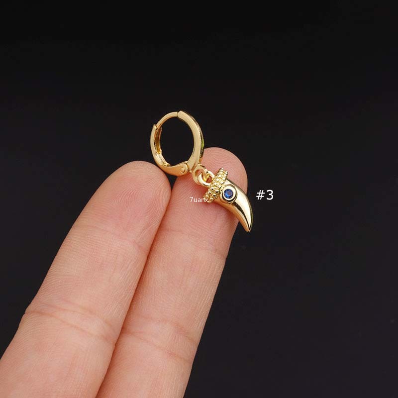 Khuyên Xỏ Vành Tai Dáng Dài Bằng Đồng Đính Đá Zircon 8mm