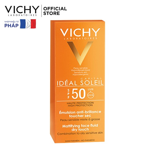 Kem chống nắng không nhờn rít SPF 50 UVA +UVB Vichy Capital Soleil Mattifying Dry Touch Face Fluid 50ml | BigBuy360 - bigbuy360.vn