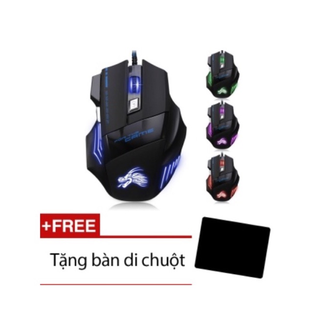 Chuột chơi game có dây Dragon X3 Hawk Lee Shop (Đen) + Tặng miếng lót chuột