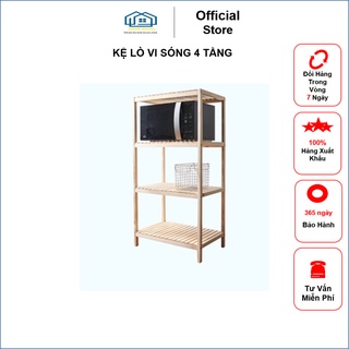KỆ GỖ ĐỂ LÒ VI SÓNG 4 TẦNG - GỖ THÔNG NHẬP KHẨU - SIZE 60 X 114CM