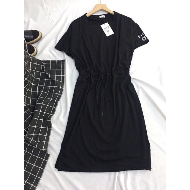 Váy Dáng Dài Rút Dây Eo Che Bụng Form Rộng Chất Vải Thun Cotton | BigBuy360 - bigbuy360.vn