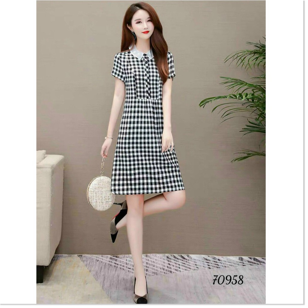 ĐẦM LỤA CARO DÁM SUÔNG THÍCH HỢP CHO CÁC BAN NỮ ĐI DỰ TIỆC,ĐI CHƠI.... THỜI TRANG KOKO MI