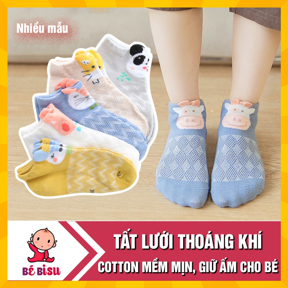 Set 5 đôi Tất lưới cotton ROBIBABI thoáng khí mềm mịn, giữ ấm cho bé (sơ sinh- 3 TUỔI)