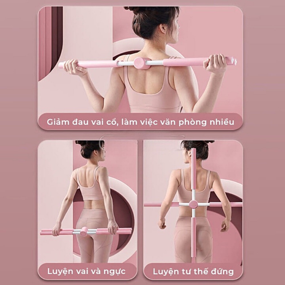Gậy Tập Yoga Chữ Thập, Thanh Tập Yoga Toàn Thân Chống Gù Lưng, Dụng Cụ Kéo Giãn Định Hình Lưng