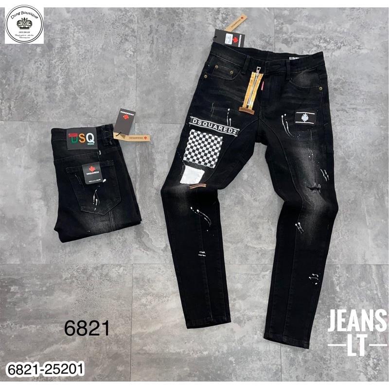 Quần jeans nam logo in thêu khoá lệch đứng form bền đẹp
