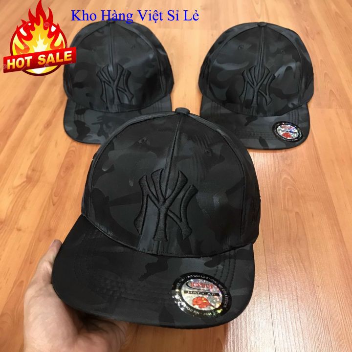 Nón Kết Logo Nổi NY ♥️FREESHIP♥️ Mũ Lưỡi Trai NY Yankees Phong Cách HipHop, Snapback Màu Đen Rêu Dành Cho Nam Nữ