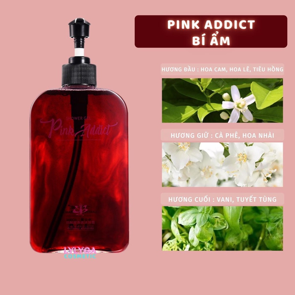 Sữa tắm nước hoa PiNK ADDICT 420ML DIY tự pha Hương thơm quyến rũ và bí ẩn Lưu hương lâu dưỡng ẩm sáng da mờ thâm ST02