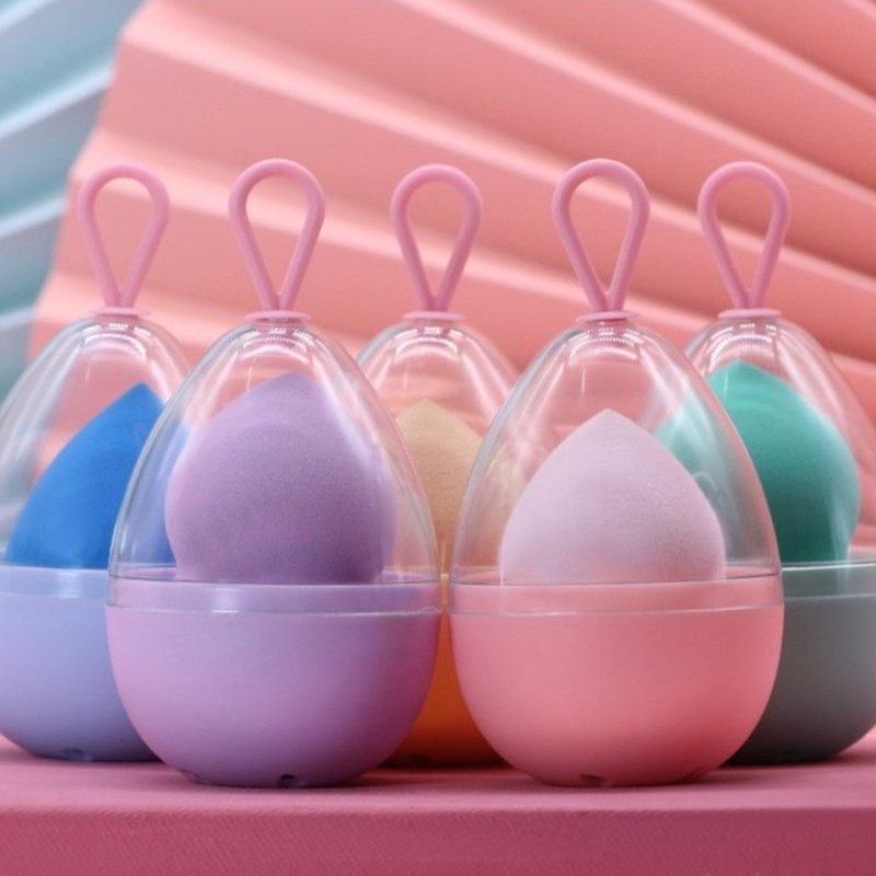 [Hàng mới về] Hộp bảo quản xốp trang điểm hình quả trứng thoáng khí chống ẩm mốc thích hợp mang đi du lịch