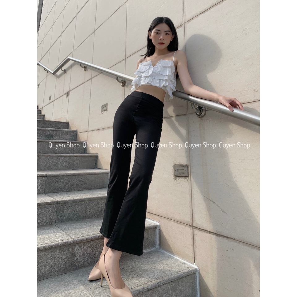 [Mã FAMARAL1 giảm 10K đơn 50K] Quần Ống Loe Cạp Cao Legging Dáng Dài_Quần Legging Nữ Ống Loe [Video+Ảnh Thật]