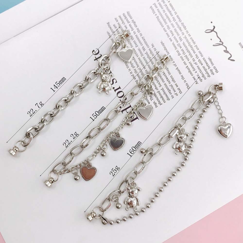 Dây đeo chuỗi xích trang trí mặt hình trái tim thủ công gắn ốp điện thoại chống thất lạc/ chống rơi kiểu dáng cá tính