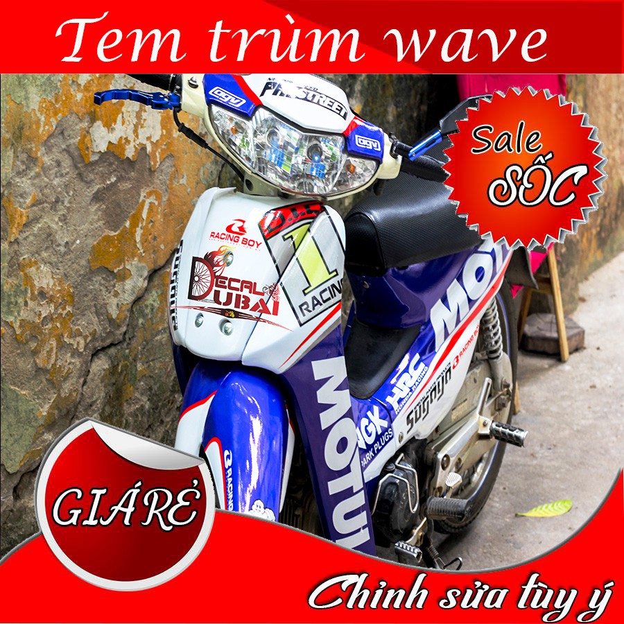 Tem Trùm Wave Xanh Trắng Motul 01