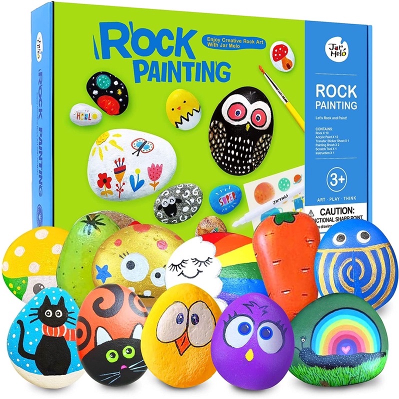 VẼ TRANH TRÊN ĐÁ cùng Bộ Kit Rock Painting - Bộ màu vẽ và dụng cụ sáng tạo nghệ thuật trên đá chính hãng Joan Miro
