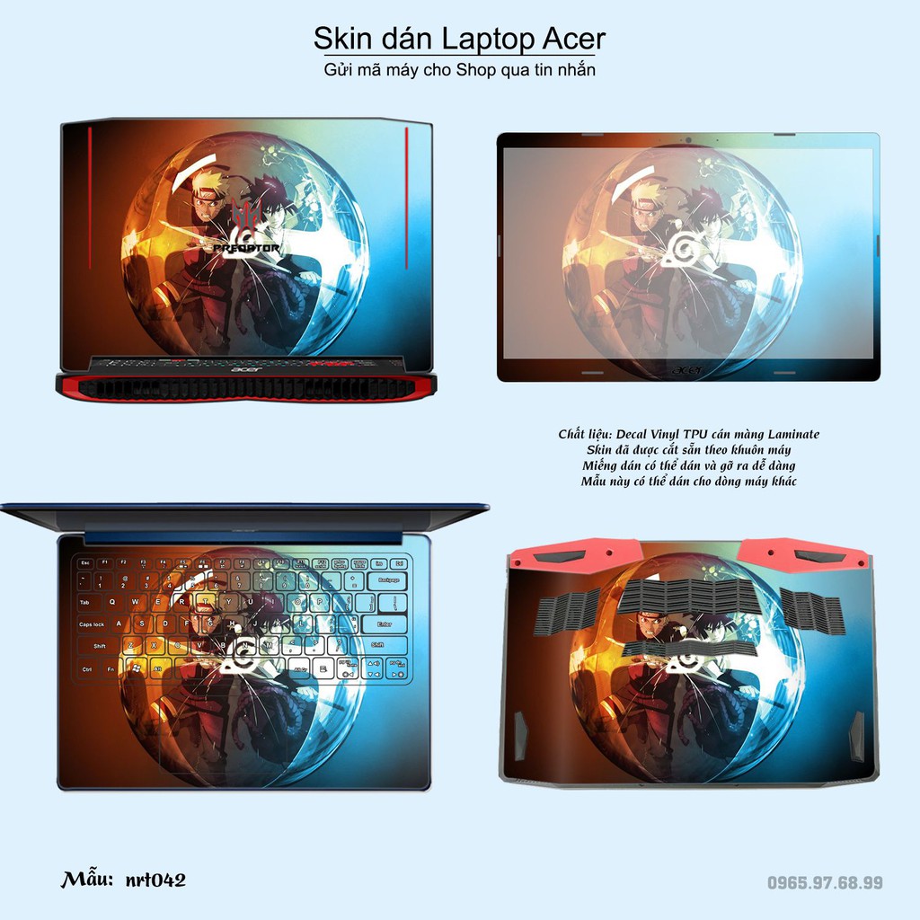 Skin dán Laptop Acer in hình Naruto nhiều mẫu 2 (inbox mã máy cho Shop)