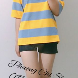 Áo phông form rộng kẻ ngang