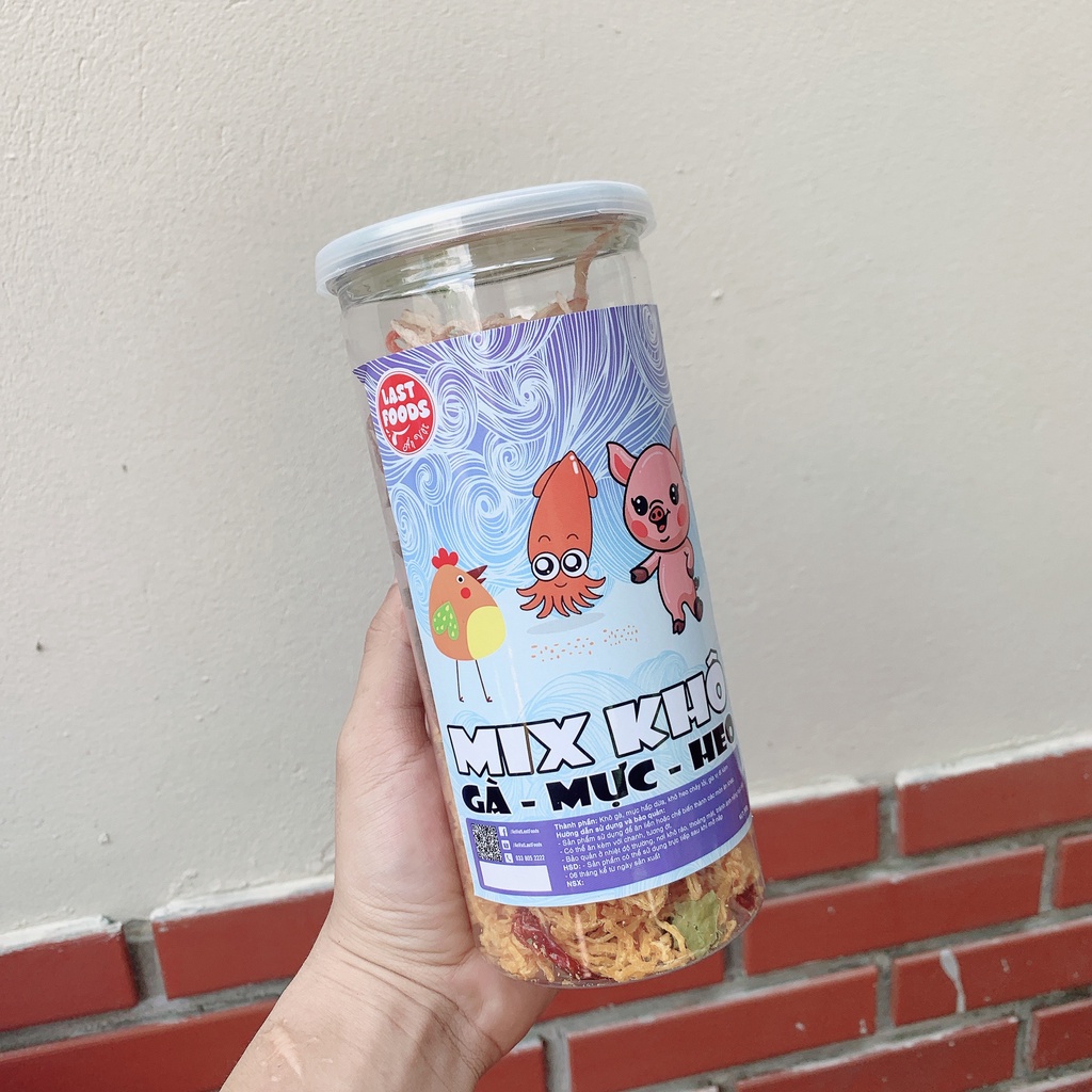 Mix 3 khô gà, mực, heo 300g hũ pet tiện lợi, ăn vặt LASTFOOD Hà Nội với đặc sản các miền ngon giá rẻ