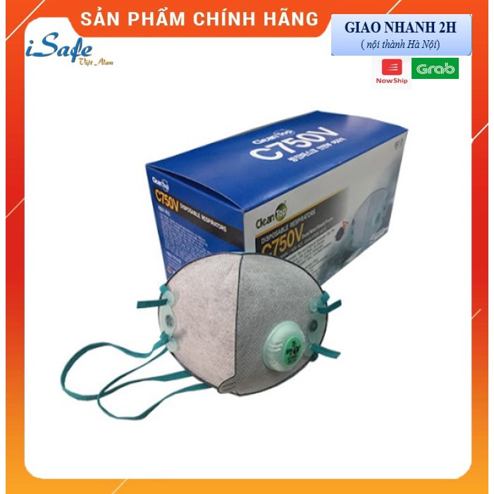 Khẩu trang lọc độc, lọc bụi mịn EVER GREEN C750V  chính hãng. với lớp than hoạt tính khử mùi và van thở tiện lợi