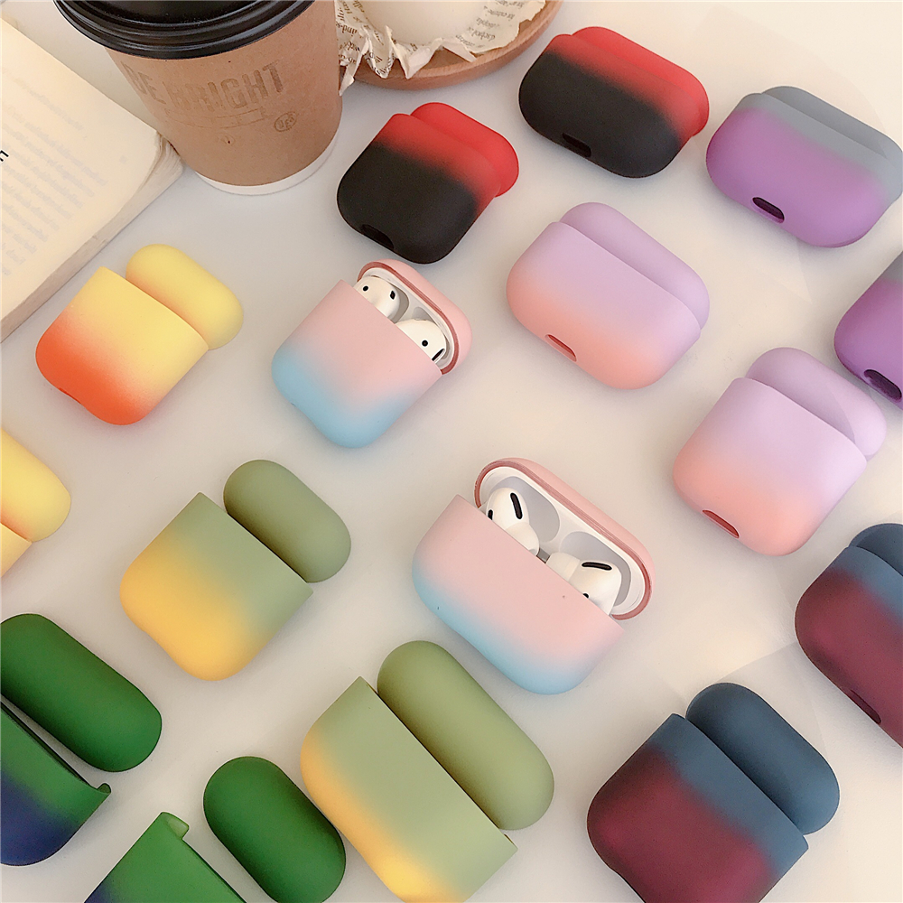 Vỏ đựng hộp sạc tai nghe Airpods 1/2/3 Pro màu trơn chống rơi tiện dụng