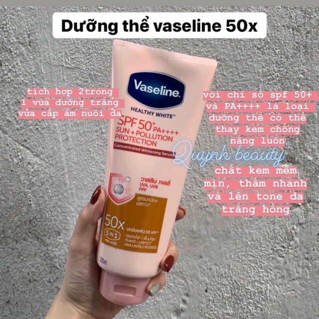 [MẪU MỚI 2022] Kem dưỡng thể chống nắng Vaseline 50x 320ml - Dưỡng thể trắng da body