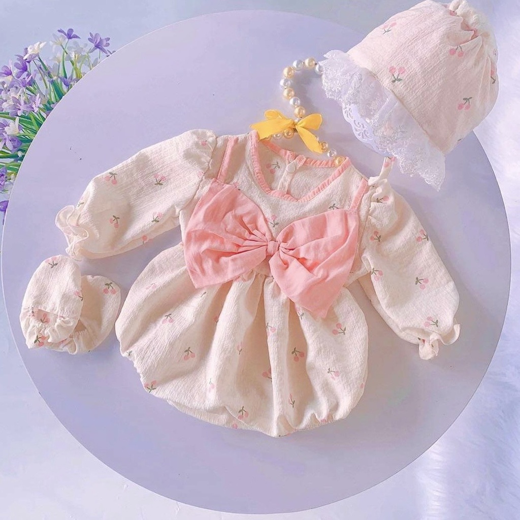 Bodysuit cho bé gái - BABYSTORE88 - bộ body dài tay bé gái sơ sinh 1 2 tuổi thiết kế cao cấp V33