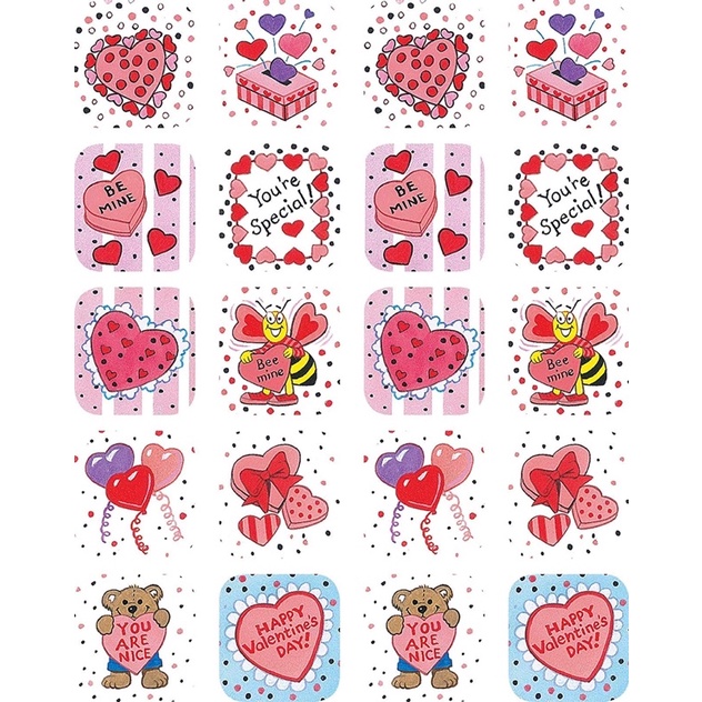 Sticker Valentine 30-60 cái ép lụa decal dán/ hình dán Valentine