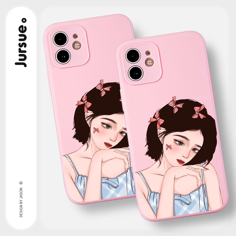 Ốp lưng JURSUE mềm hoạt hình dễ thương đẹp cho iPhone 13 12 11 Pro Max SE 2020 X XR XS 8 7 ip 6S 6 Plus Y2035