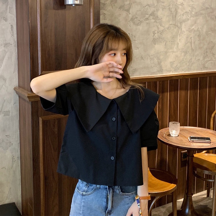 New Korean Style Tops for Women Fashion Loose Small and Short Niche Puff Short Sleeve Shirt