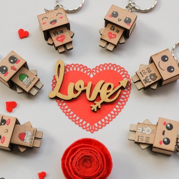 Móc khóa Danbo những câu trendy bằng gỗ dễ thương