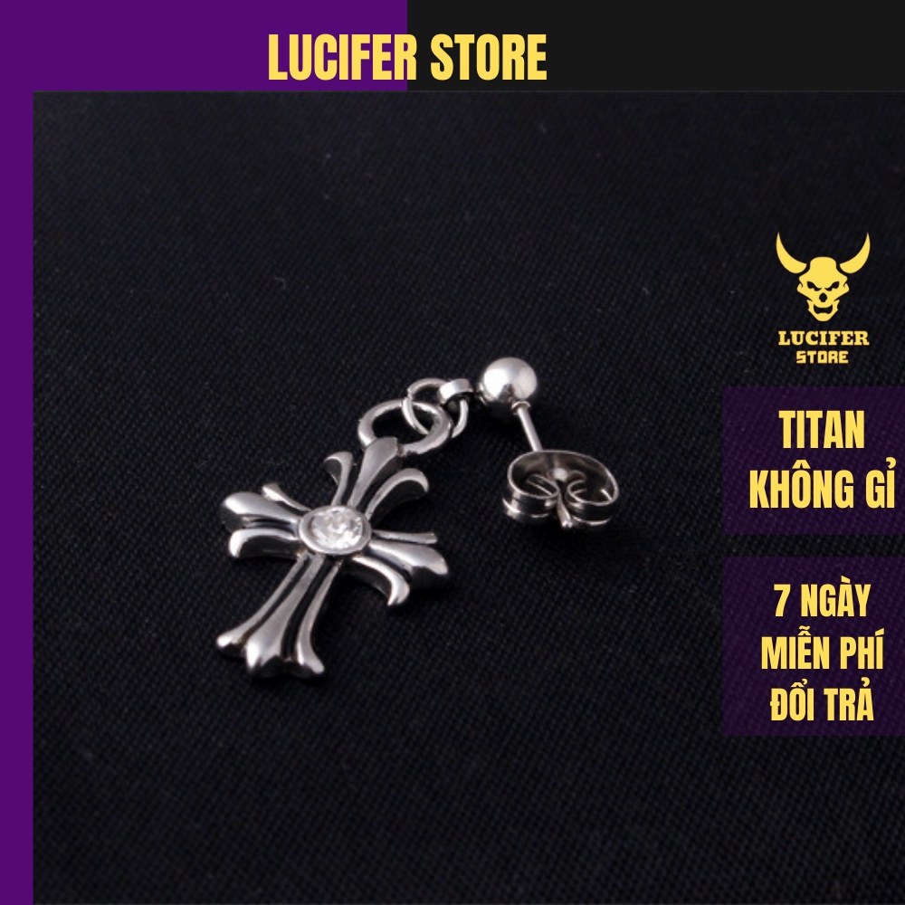 Khuyên tai Nam Bạc Unisex Tròn to nhỏ Sang Chảnh Cá tính Cute  Ngầu Chrome Heart Lucifer Store Hoa tai chữ thập CHeart