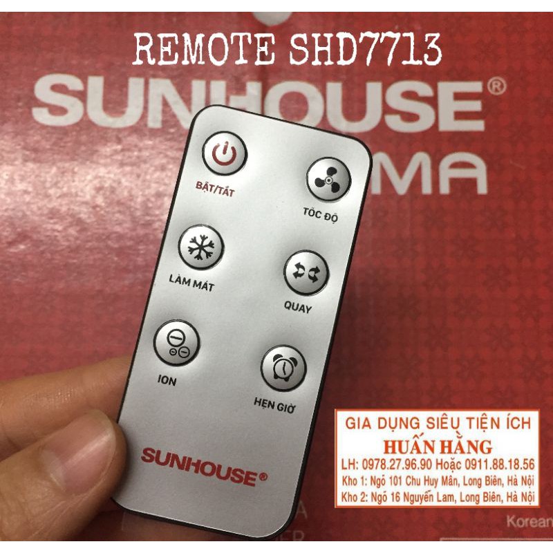 MOTTOR ĐẢO GIÓ, ĐIỀU KHIỂN TỪ XA VÀ PIN ĐIỀU KHIỂN QUẠT ĐIỀU HOÀ SUNHOUSE SHD7713
