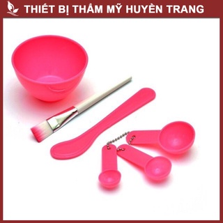 Bộ Dụng Cụ Trộn Mặt Nạ 4 Chi Tiết: Cọ Quét Mặt Nạ, Bát Trộn Mặt Nạ, Thìa Trộn, Thìa Đong Bột Mặt Nạ