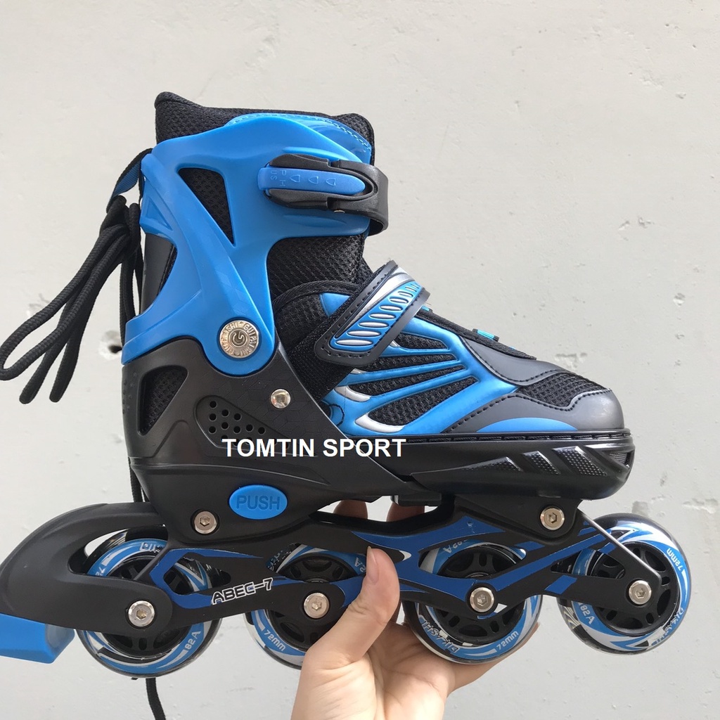 Giày patin trẻ em bánh cao su phát sáng led DIKASHI tặng bảo hộ chân tay cho bé trai và bé gái quà tặng thể thao