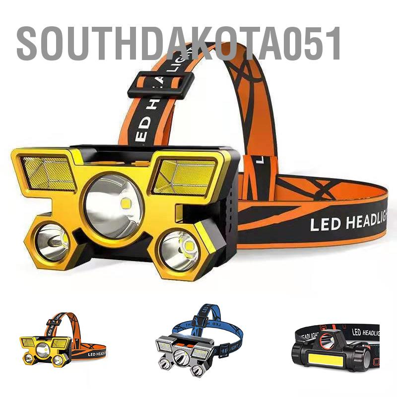 Southdakota051 Đèn pha ABS Sạc USB Ánh sáng mạnh cắm trại đường dài để cưỡi đêm Câu cá