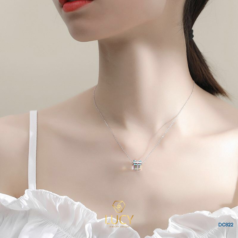 DC822 Dây chuyền hộp quà bạc ý 925, xi vàng trắng - LUCY JEWELRY