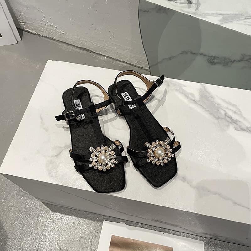 Sandal quai tag ngọc đá tròn siêu xinh