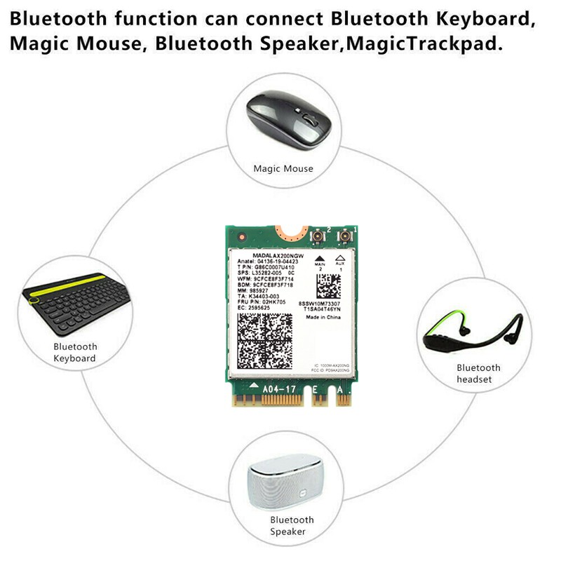 Card Mạng Wifi Ax200Ngw Wifi 6 3000mbps 2.4g 5g M.2 Ngff Bluetooth 5.1 802.11ax | BigBuy360 - bigbuy360.vn