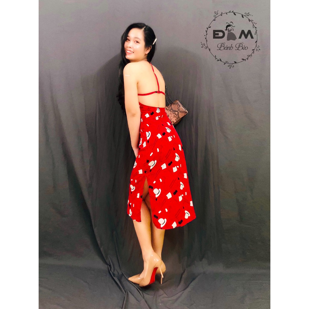 Đầm maxi hở lưng xẻ tà