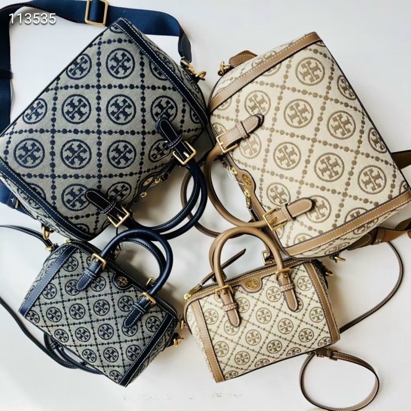 Túi Tory burch dáng trống, hoạ tiết vải bố hot trand TB