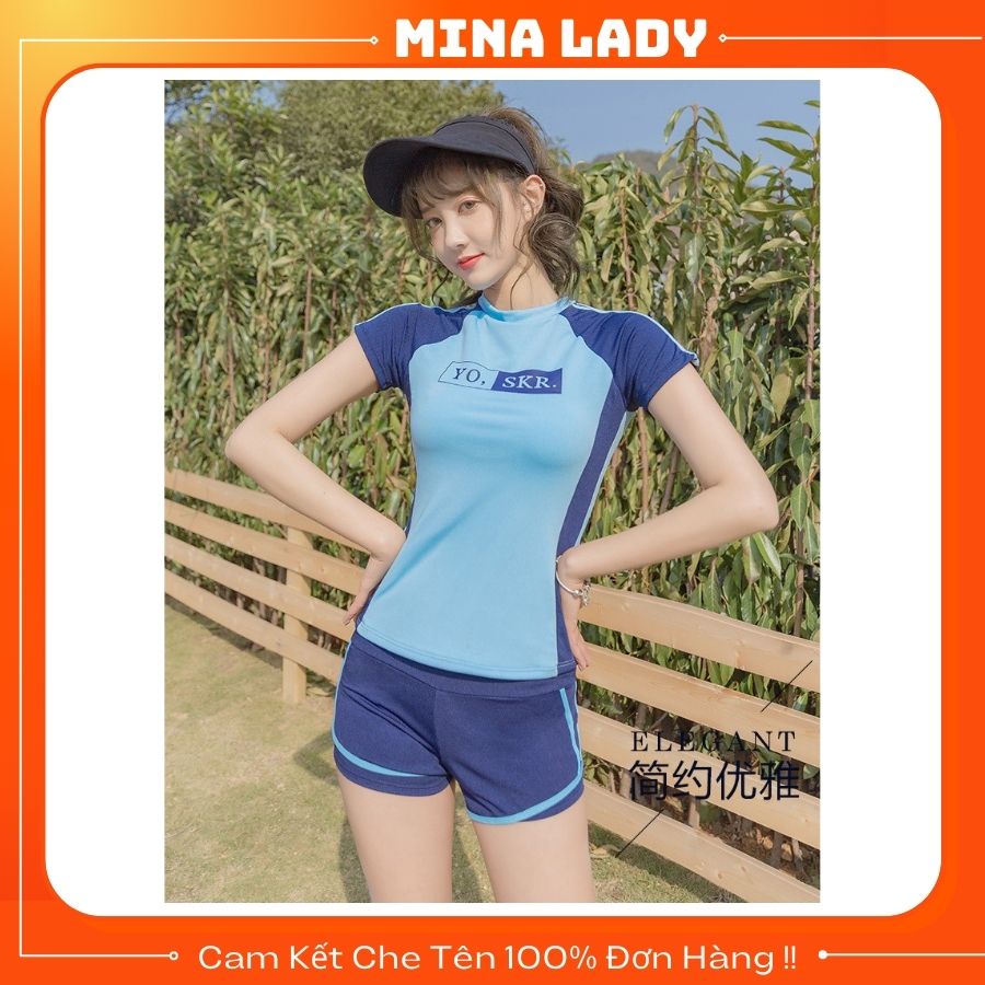 Bộ Đồ Bơi Nữ Ngắn Tay Gồm Áo Bơi Kín Đáo Và Quần Bơi Nữ Đẹp Mắt Trẻ Trung Cuốn Hút Giá Rẻ -Hàng Quảng Châu Loại 1