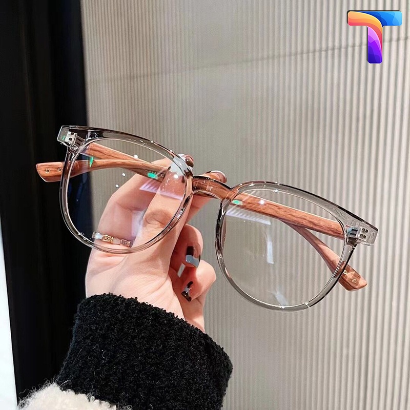 Mắt kính chống ánh sáng xanh vân gỗ tròn nam nữ 30135 [Có sẵn] [Ảnh thật]