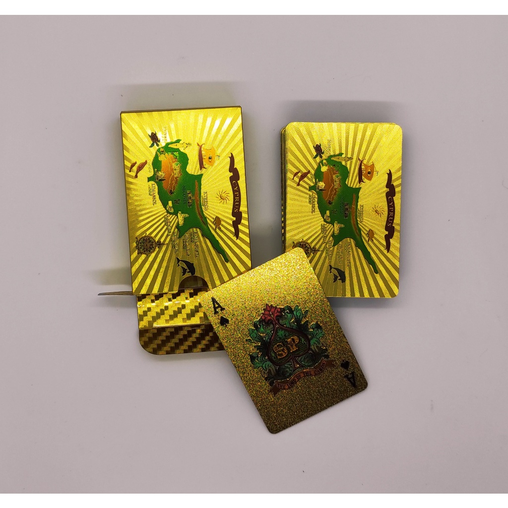 BN 26 , Bộ bài tây nhựa mã màu vàng và bạc hàng cao cấp chống nước 100% Plastic