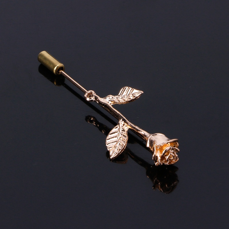 Huy Hiệu Cài Áo Hình Hoa Hồng Màu Vàng Tinh Tế