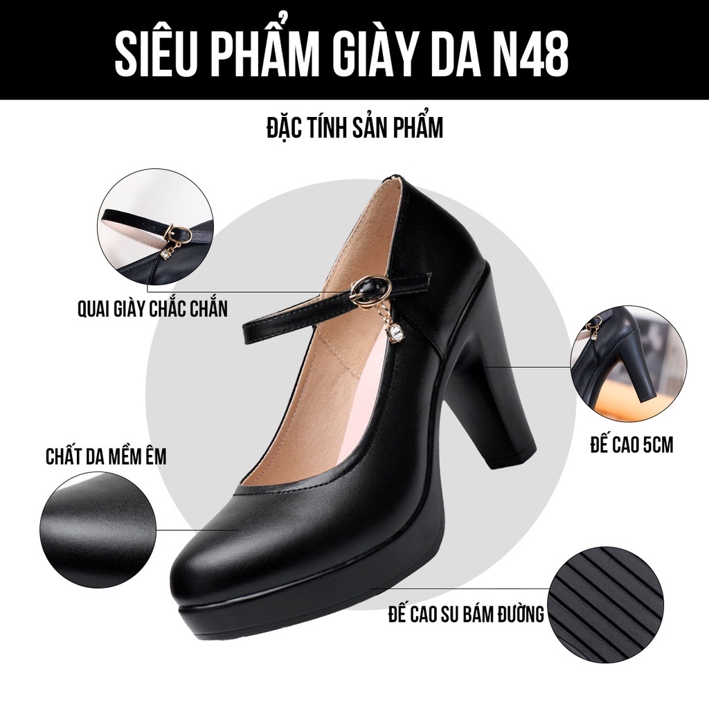 Giày cao gót nữ mũi nhọn đế vuông cao 8 phân màu trắng thiết kế nơ đính đá bít mũi bảo hành 1 năm N48 TIMAN